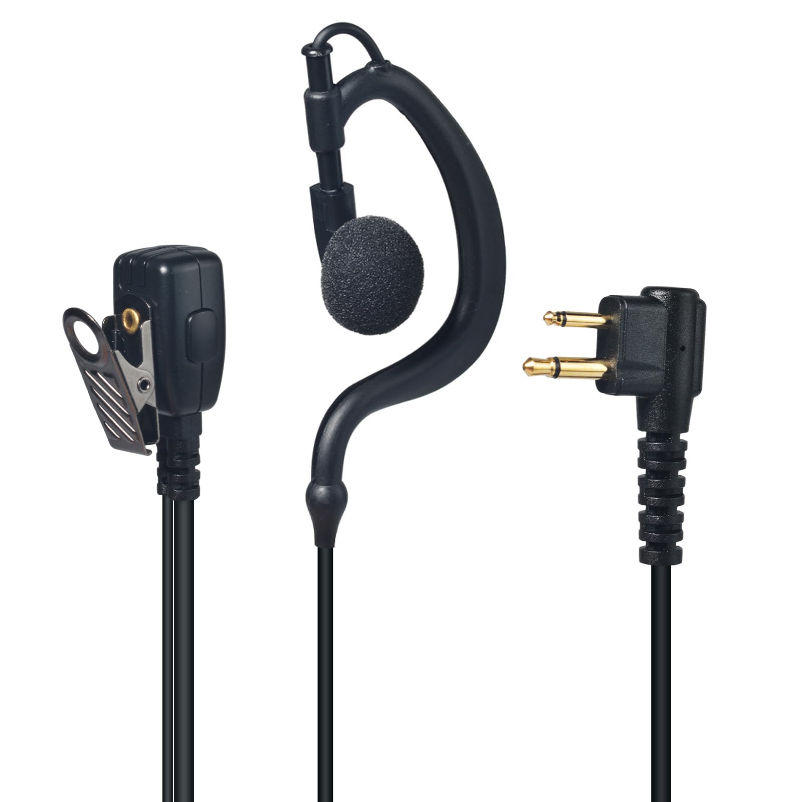 Auricolare Walkie Talkie a Forma di G, Cuffia con Microfono PTT, Compatibile con Motorola a 2 pin, per Radio Bidirezionali CP040 DP1400 GP68 GP88 GP300 (10 pezzi)