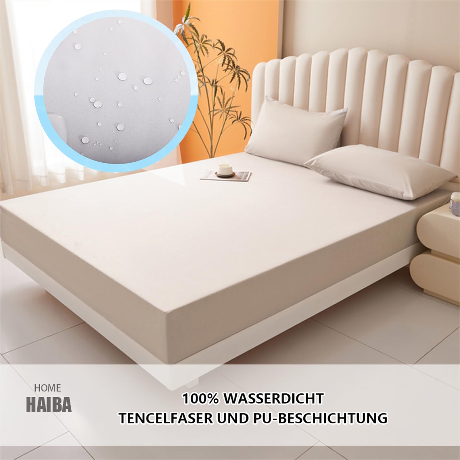 Matratzenschoner Wasserdicht Spannbettlaken 180 x 200 cm Gelb Bettlaken mit 30 cm Tiefe Tasche Inkontinenzunterlage waschbar, Nässeschutz Matratzenschutz