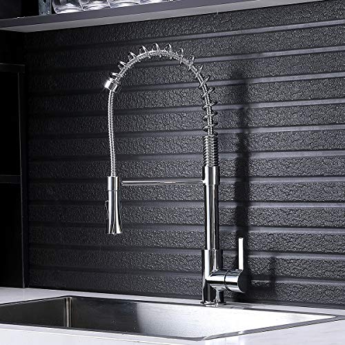 Preisvergleich Produktbild Delicaho Wasserhahn Küche, Küchenarmatur Ausziehbar 360 ° Drehbar Einhebelmischer Spiralfederarmatur Dual-Spülbrause Edelstahl Mischbatterie Küche, Spiralfeder Spültischarmatur Chrom