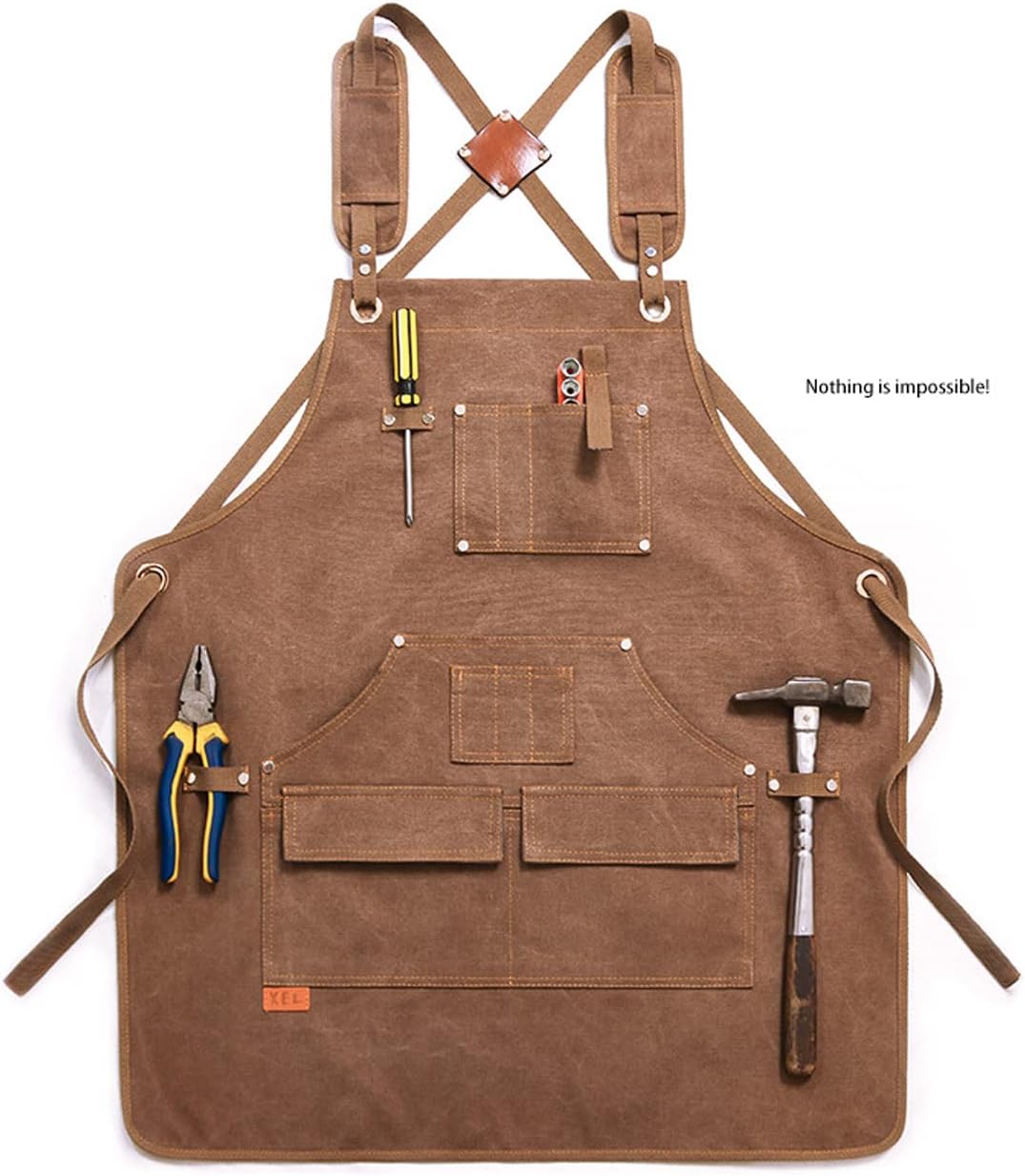 Craftsman Apron,bar apron, Chef Apron,Men Denim Apron Adjustable Leather Straps (Blue)