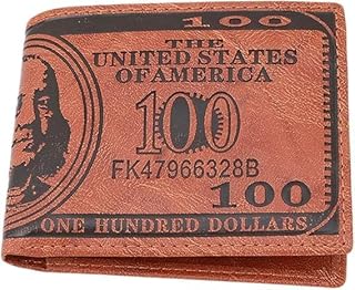 Brown Mens US $100 Dollar Bill Leather Bifold Card Holder Wallet Handbag Purse Leather Credit Card Photo Holder