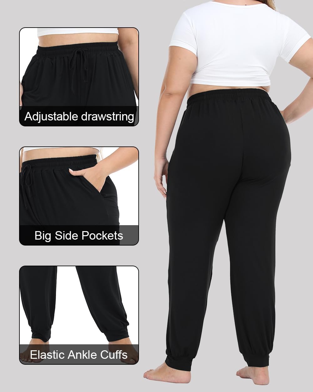 VOGUEMAX Women's Plus Size Comfy Lounge Pants Casual Yoga Sweatpants Sleep Pajama Stretchy Pants with Pockets - Image 5