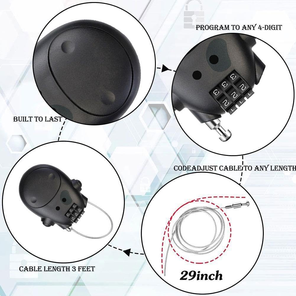 Lucchetto A Combinazione Per Casco Moto Con Cavo Telescopico In Acciaio 75cm - Portatile E Sicuro Per Giacca E Borsa