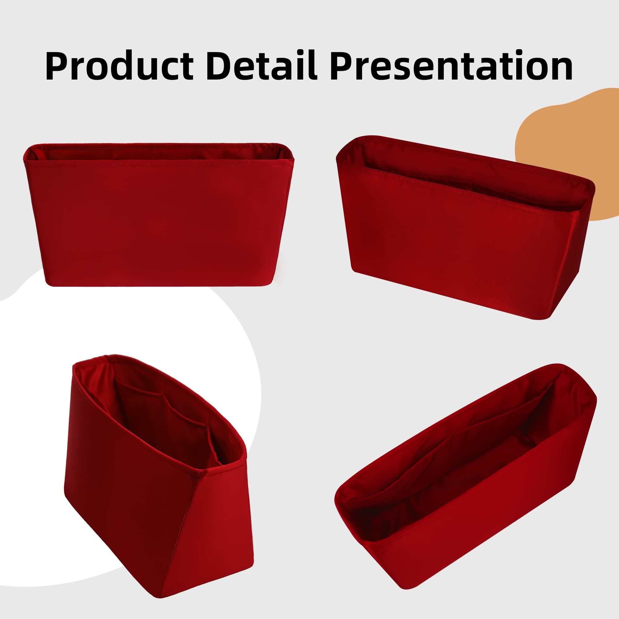 DGAZ Organizador de Bolso de Seda Premium, Inserto Ligero para Neverfull BB/PM/MM/GM, Forro Interior Elegante que Protege y Organiza (Rouge casaque, MM)