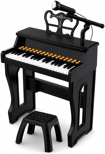 Pianos pour enfants de 3 à 7 ans, 37 Clés Piano pour tout-petit avec Microphone et Stickers Piano, Jouet de clavier de musique pour débutants Garçons Filles Cadeau d'anniversaire de Noël