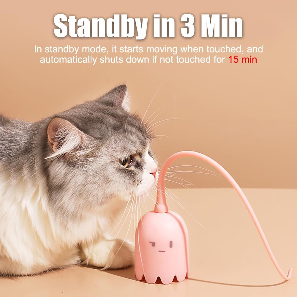 DONGKER Cat Wand Toy,Automatic Silicone Tail Cat Teaser Toy Rechargeable Kittens Self Play Toy for Indoor Cats Bored Stress Relief image 5