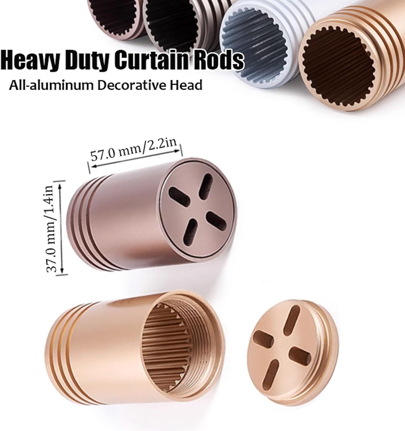 Heavy Duty Curtain Rod Room Divider Drapery Rods Silent Curtains Poles Sliding Curtain Rail for Windows Champagne Gold White Black(White,180cm/70.8in)