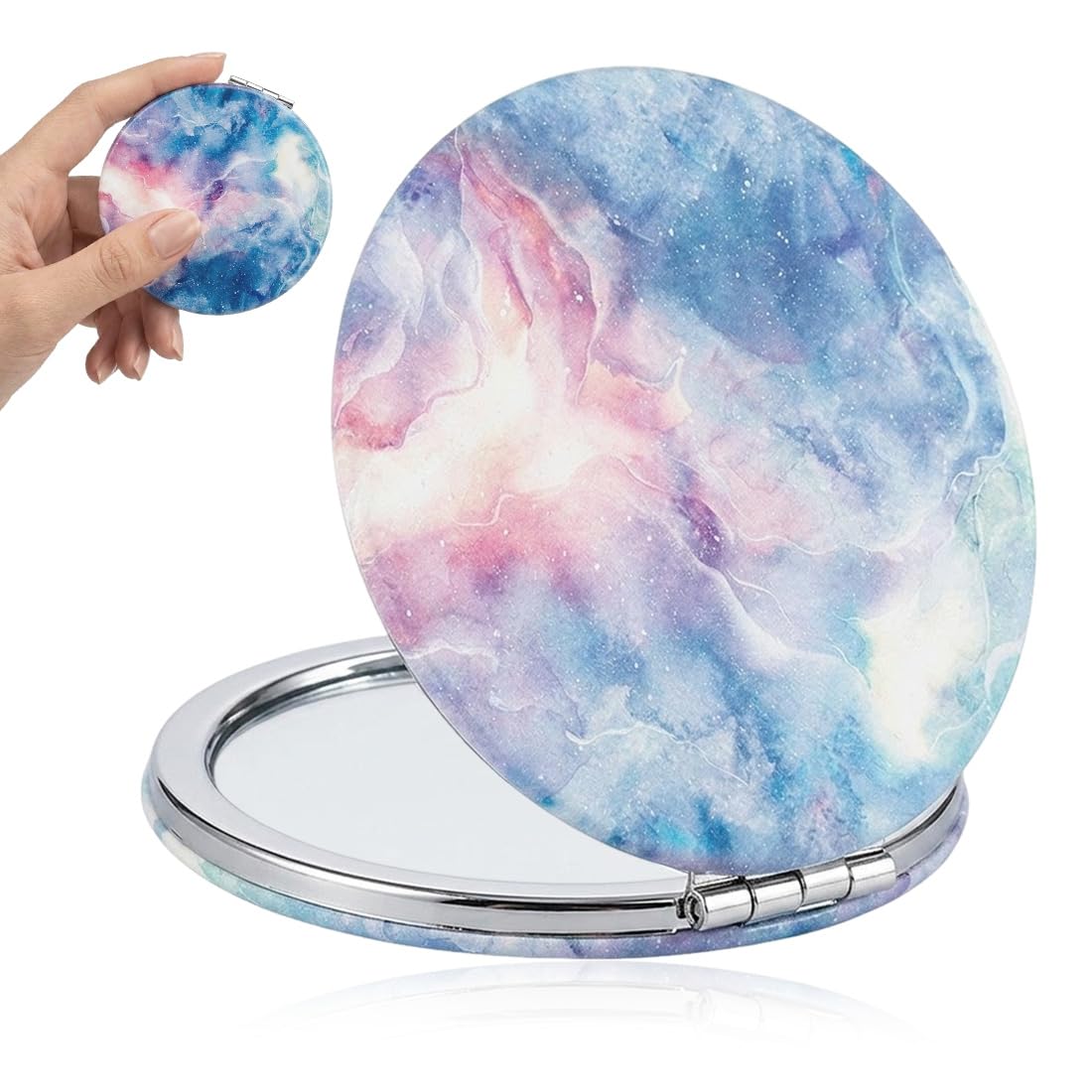 Specchi Cosmetici Compatto Tascabile Elegante, regali di compleanno,Specchio da toeletta coloratoCompatto e portatile