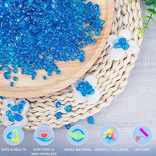 Image of Keedolla 2 lbs /900g Fish Tank Rocks Beads Aquarium, Clear Glass Pebbles Stones Gravel for Vases Fillers, Garden, Aquarium, Betta Fish Turtle Tank, Succulent Plants Decor - Sea Blue