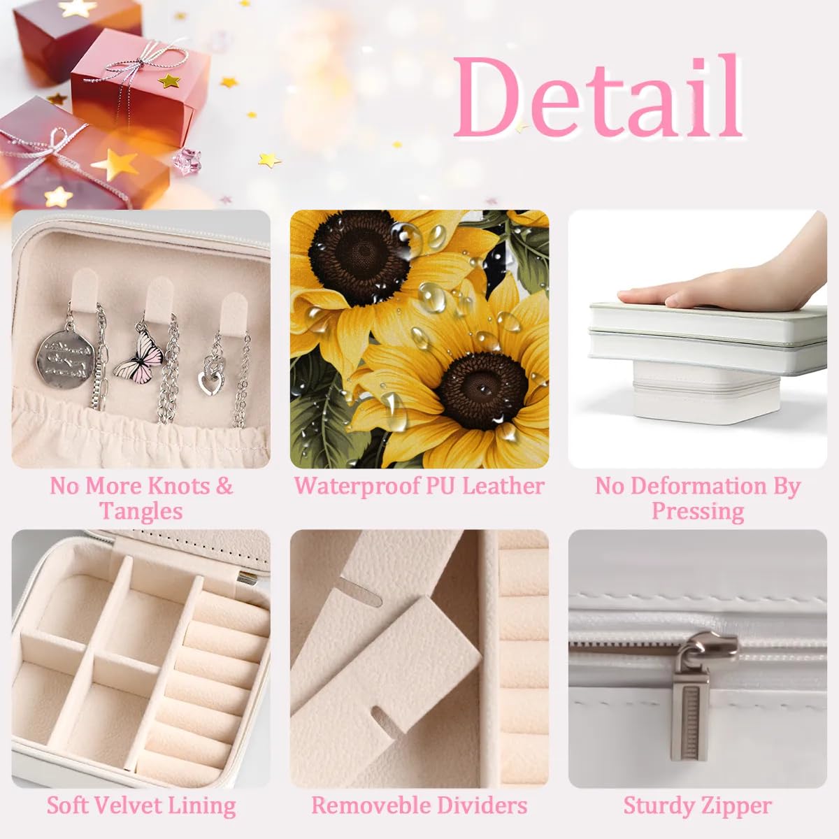 Soleil　Treasure Box Set Amazon.com: Sunny Sunflower Jewelry Box Travel Jewelry Case