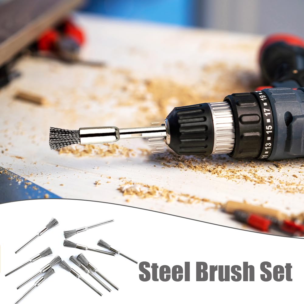 20 PCS Steel Brush Set 3*5mm Mini Polishing Steel Wire Brush Pen Type Stainless Steel Wire Wheel Drill Wire Brushes for Rotary Tool Cleaning Grinding Polishing - Image 4