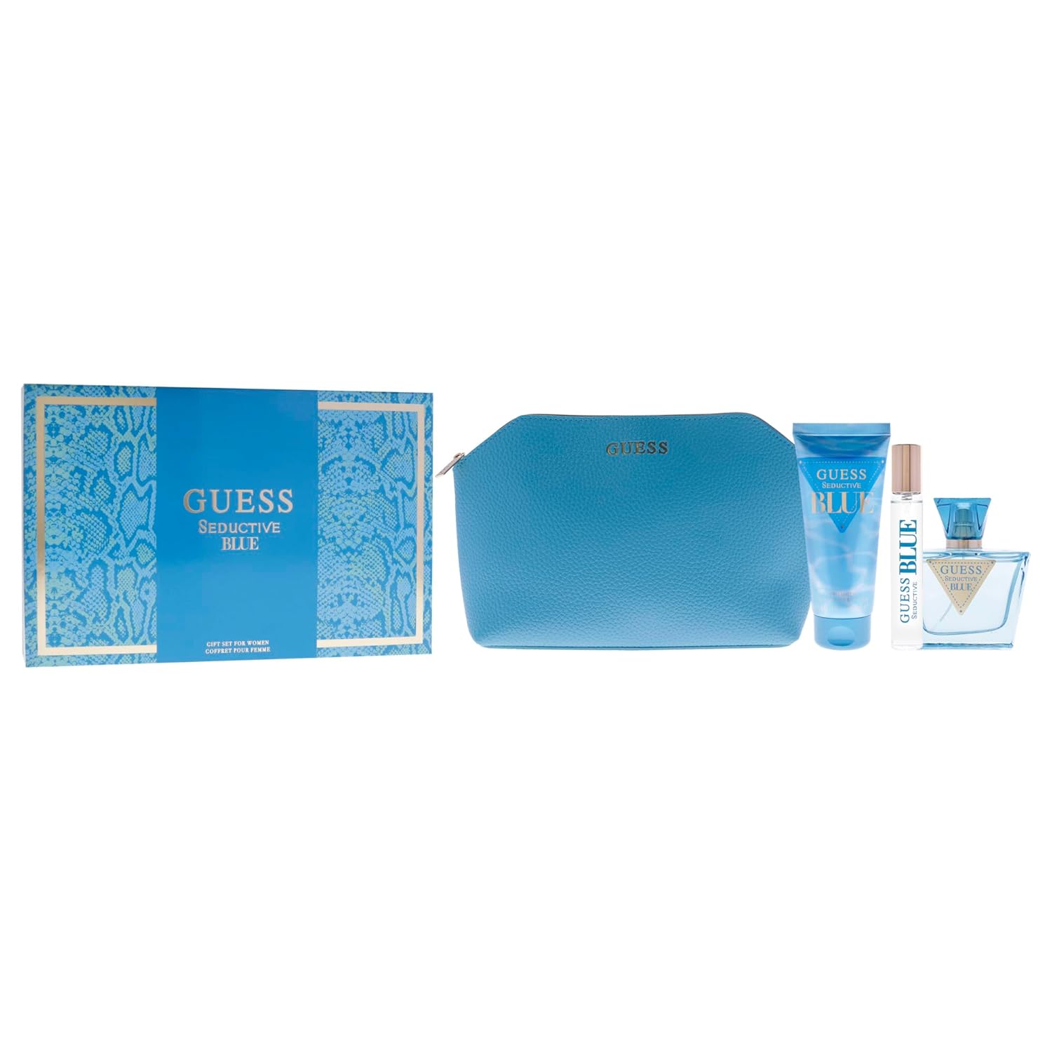 Guess Seductive Blue by Guess for Women - 4 Pc Gift Set 2.5oz EDT Spray, 3.4oz Body Lotion, 0.5oz EDT Spray, Pouch - Image 3