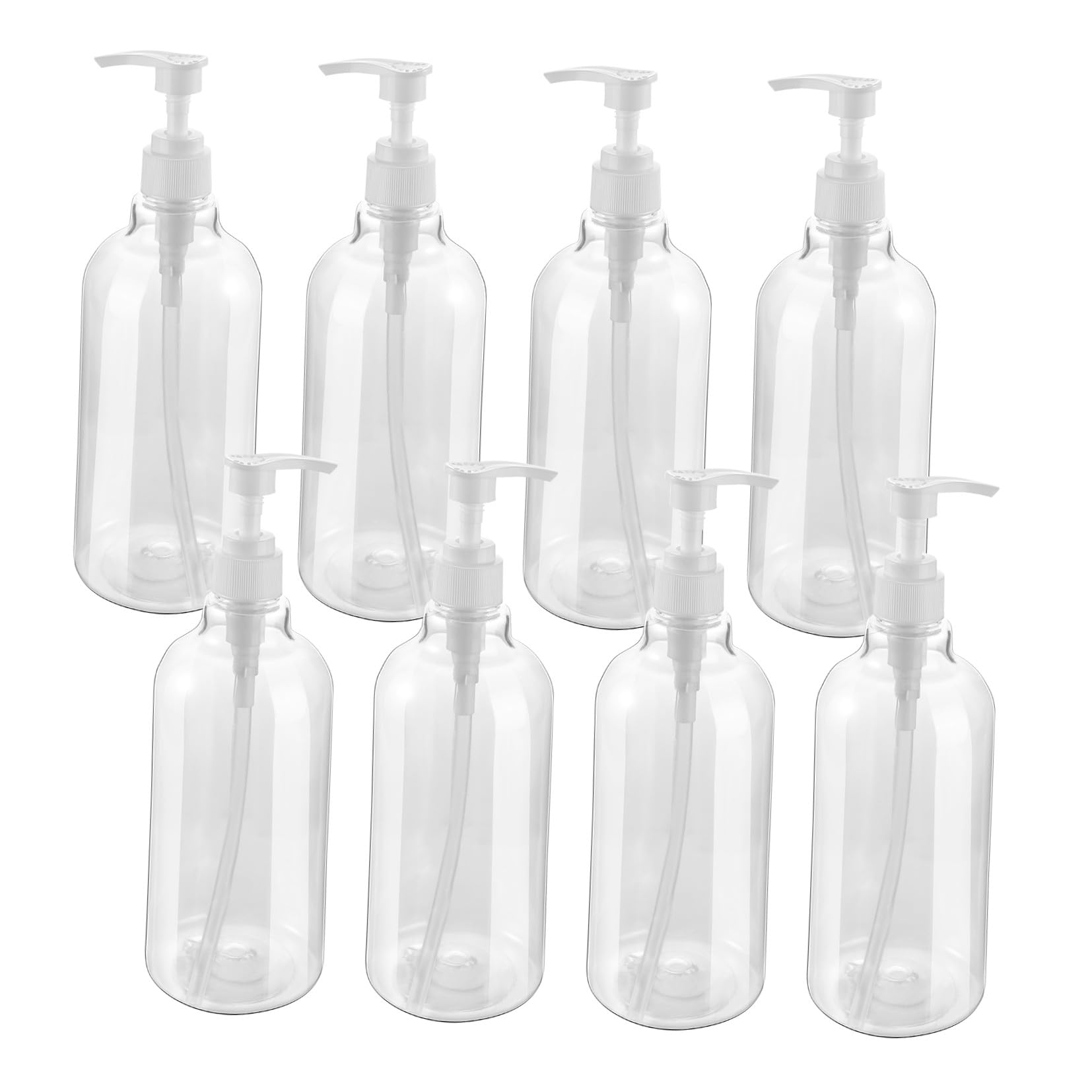 TOPBATHY 8 Stücke Pumpflasche Nachfüllbar Pumpspender Leer Handgel Pumpe Gelspender Reinigung Flüssigkeiten Flasche Pumpseifenspender für Shampoo Lotion Küche Bad (500ML)