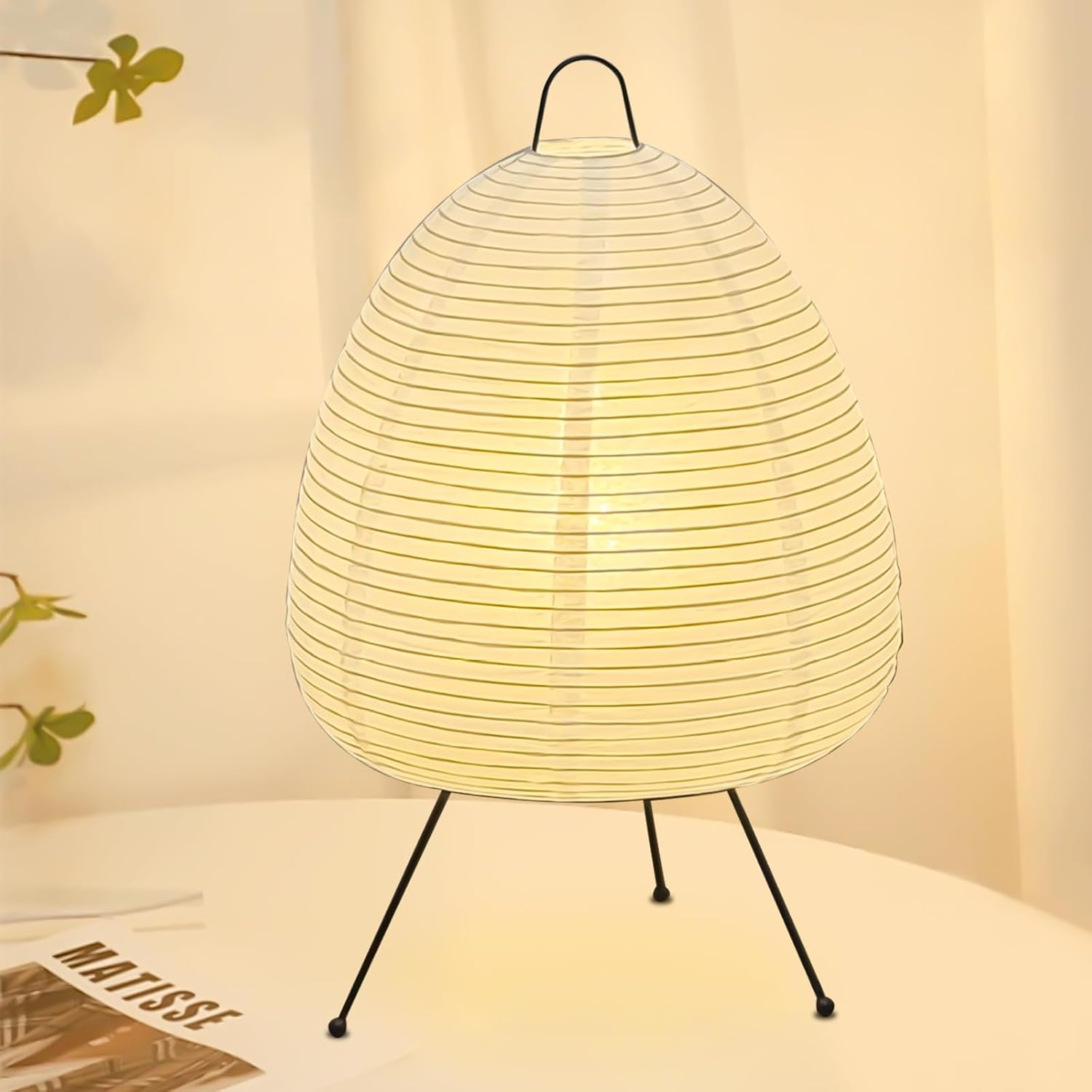 Paper Table Lamp, 28 x 47 cm Creative Rice Paper Lamp, Decorative Bedside Lamp, Minimalist Style for Bedroom, Living Room, Restaurant (White)