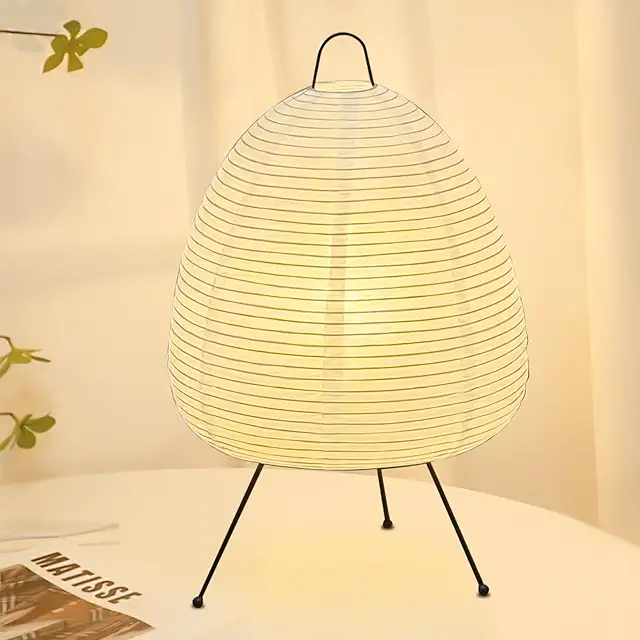GOMETY Reispapier Tischlampe 28x47cm - Minimalistische Stimmungslicht für Wohnzimmer & Schlafzimmer