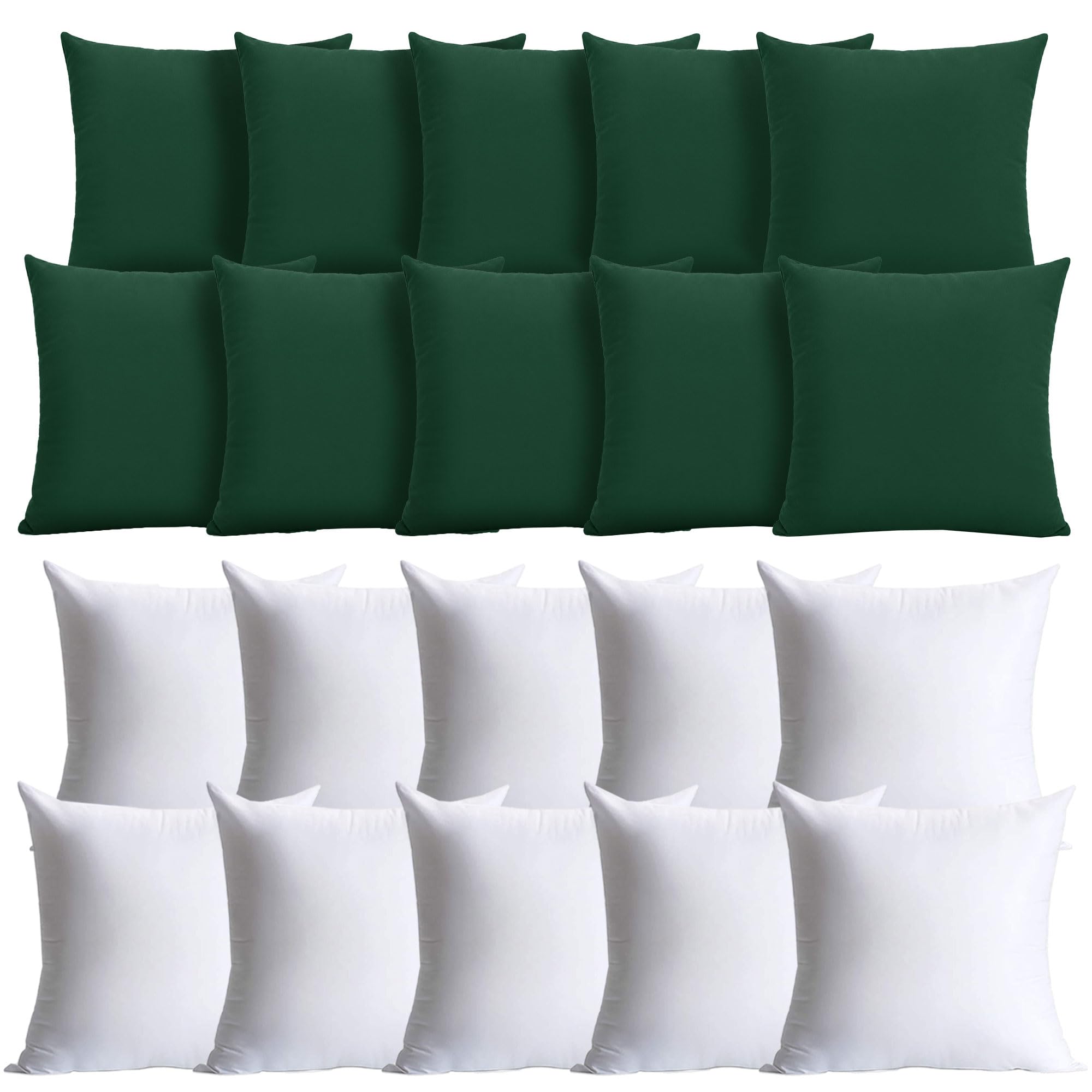 Hafaa Emerald Cushions With Covers Included Pack Of 10, 40 X 40 Cm Soft Microfiber Cushions, Decorative Throw Pillows With Hidden Zip Closure For Sofa, Bed, Living Room & Home Décor