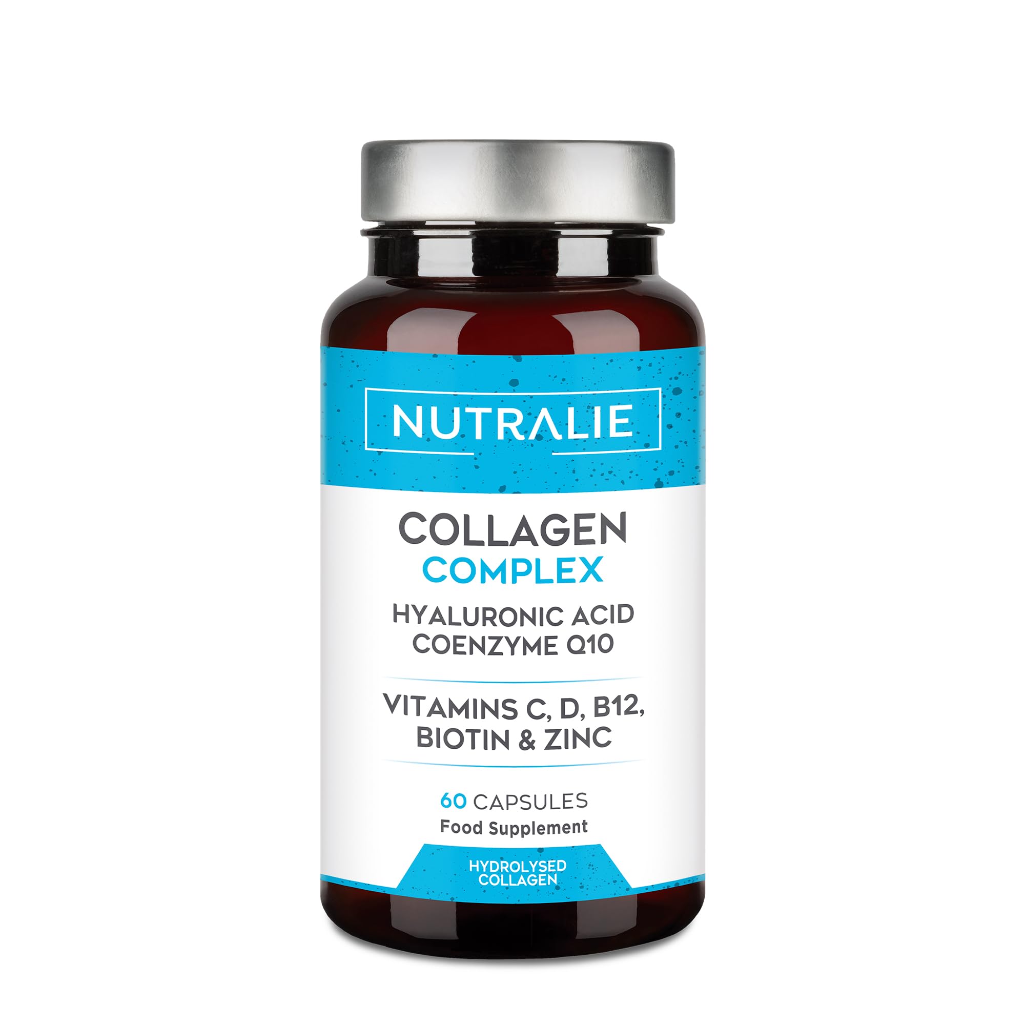 Collagen Hyaluronic Acid - Hydrolysed + Biotin and Q10 - Vitamins C, D, B12 and Zinc - Collagen Complex - 60 Capsules NutralieCollagen Hyaluronic Acid - Hydrolysed + Biotin and Q…