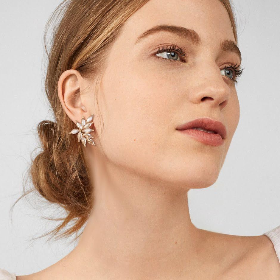 EVER FAITH Marquise Bridal Wedding Earrings for Brides Bridesmaids, Rhinestone Crystal Cluster Stud Earring for Women Prom Formal Party Jewelry Accessory - Image 3