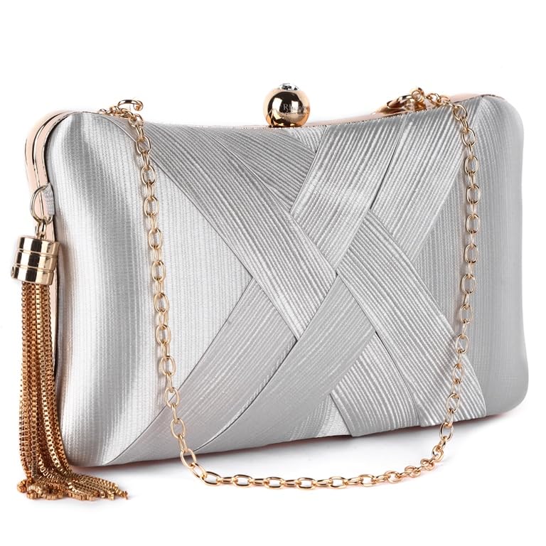 Rhenew Womens Party Clutch Bag (Silver) (B0CG3JQJP4) Amazon Price History, Amazon Price Tracker