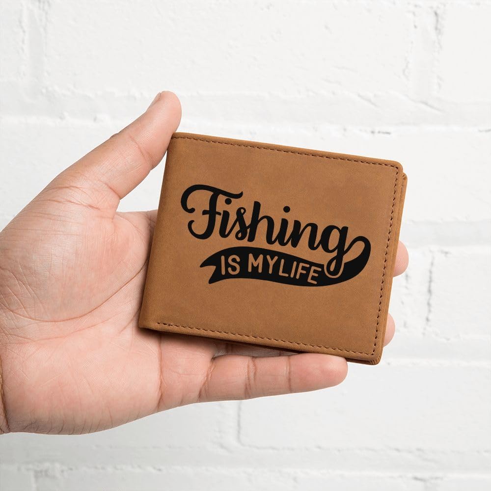 Spring Pet Products Fishing is my Life Leather Wallet Genuine Cowhide Birthday Anniversary Christmas Gift for a Fisherman