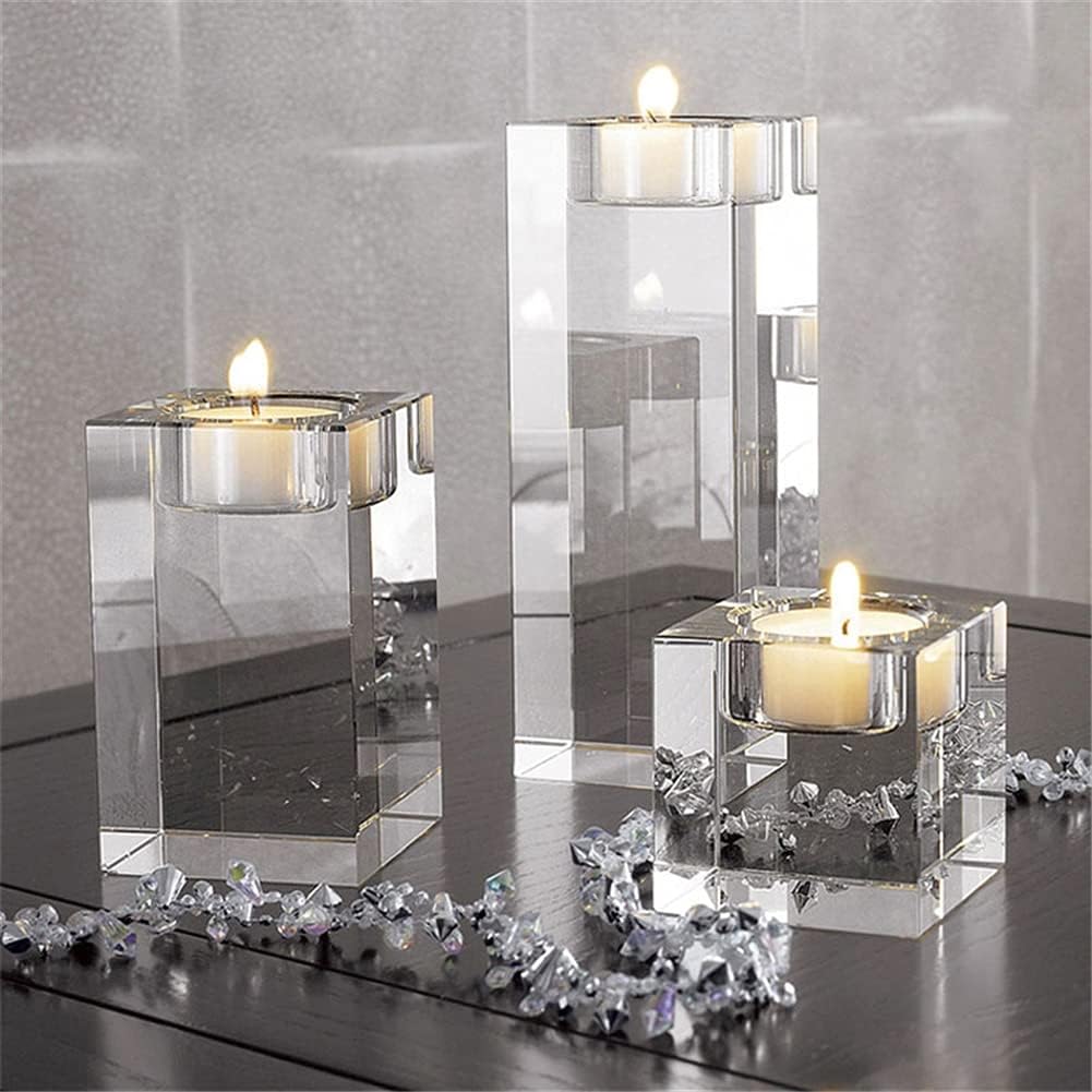 Cral Candle Holder Holiday Wedding Centerpieces Ornaments Glass Candles Home Decor Geometric Centerpiece Wax Burner (Size : 5X5X10CM) (5X5X12CM)