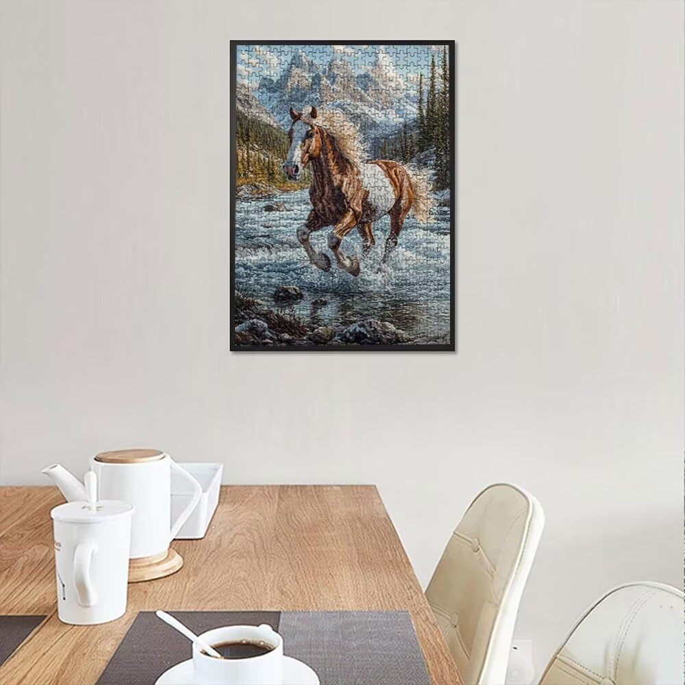 Puzzle 3000 Pezzi, Fiume Cavallo 3D Puzzle per Adulti Impegnativo, Educa Puzzles Artistico, Divertente E Stimolante Puzzles Decorativo per La Famiglia, Regalo e Decorazione Pareti DX0YL6-614
