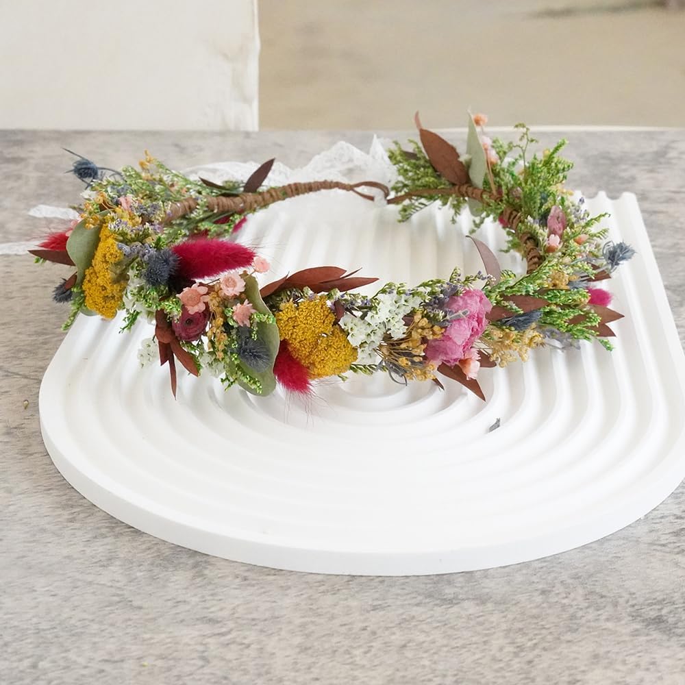 Wedding Dried Flower Crown/Flower Girl Crown/Newborn Crown/Flower Bridal Crown/Boho Bride Crown (Bridal Set)