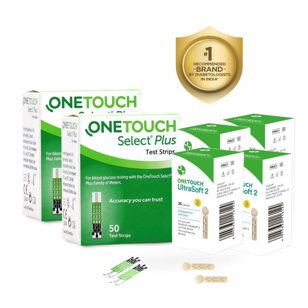 OneTouch Select Plus Test Strips | Pack of 100 Strips with 100 OneTouch Ultrasoft 2 Lancets | Blood Sugar Test Machine Testing Strips | For use with OneTouch Select Plus Simple Glucometer (B09N41H2R1) Amazon Price History, Amazon Price Tracker
