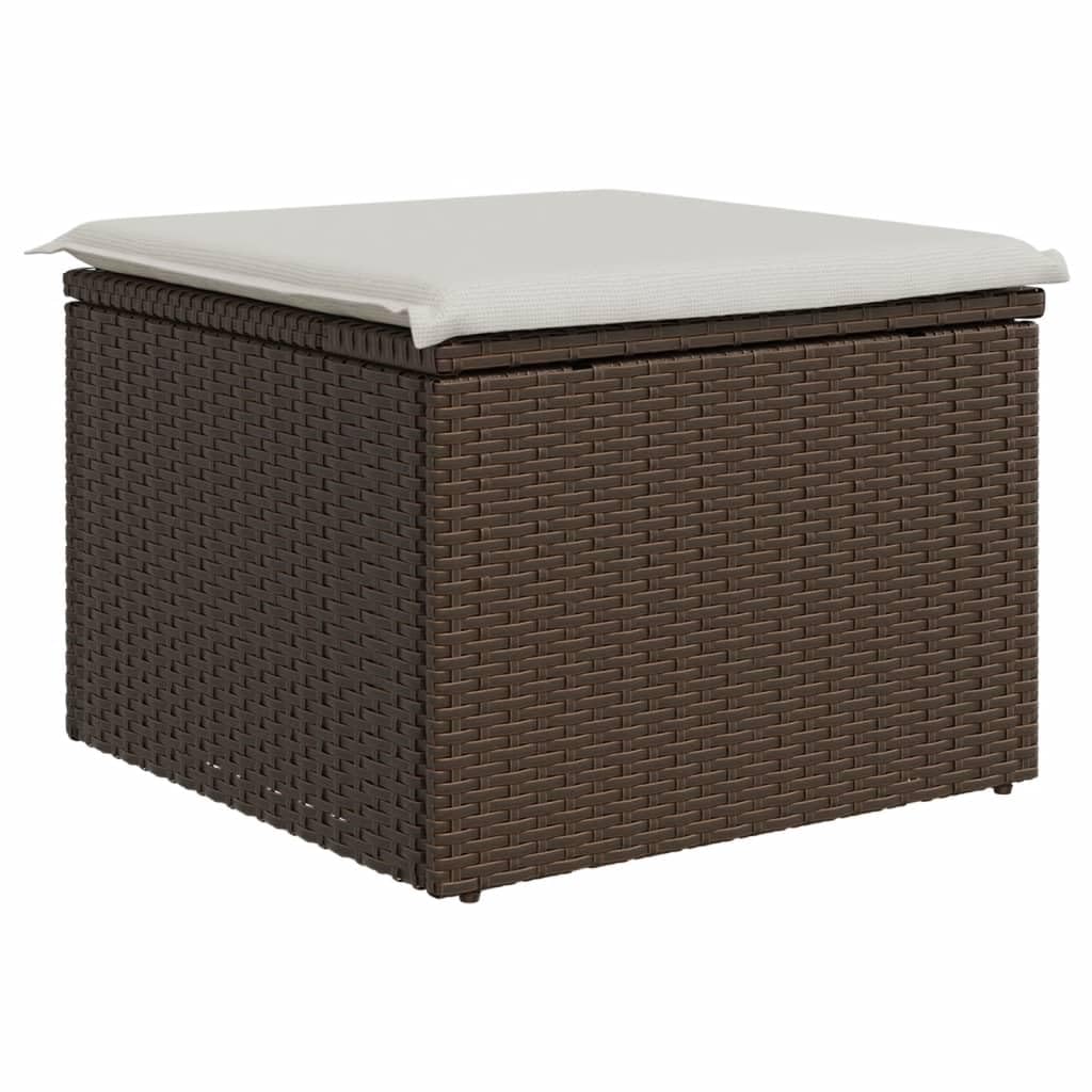 Genérico Taburete de jardín con cojín ratán sintético marrón 55x55x37 cm,Mobiliario,Muebles de jardín,Otomanas de Exterior,Marrón,7 kg,366206