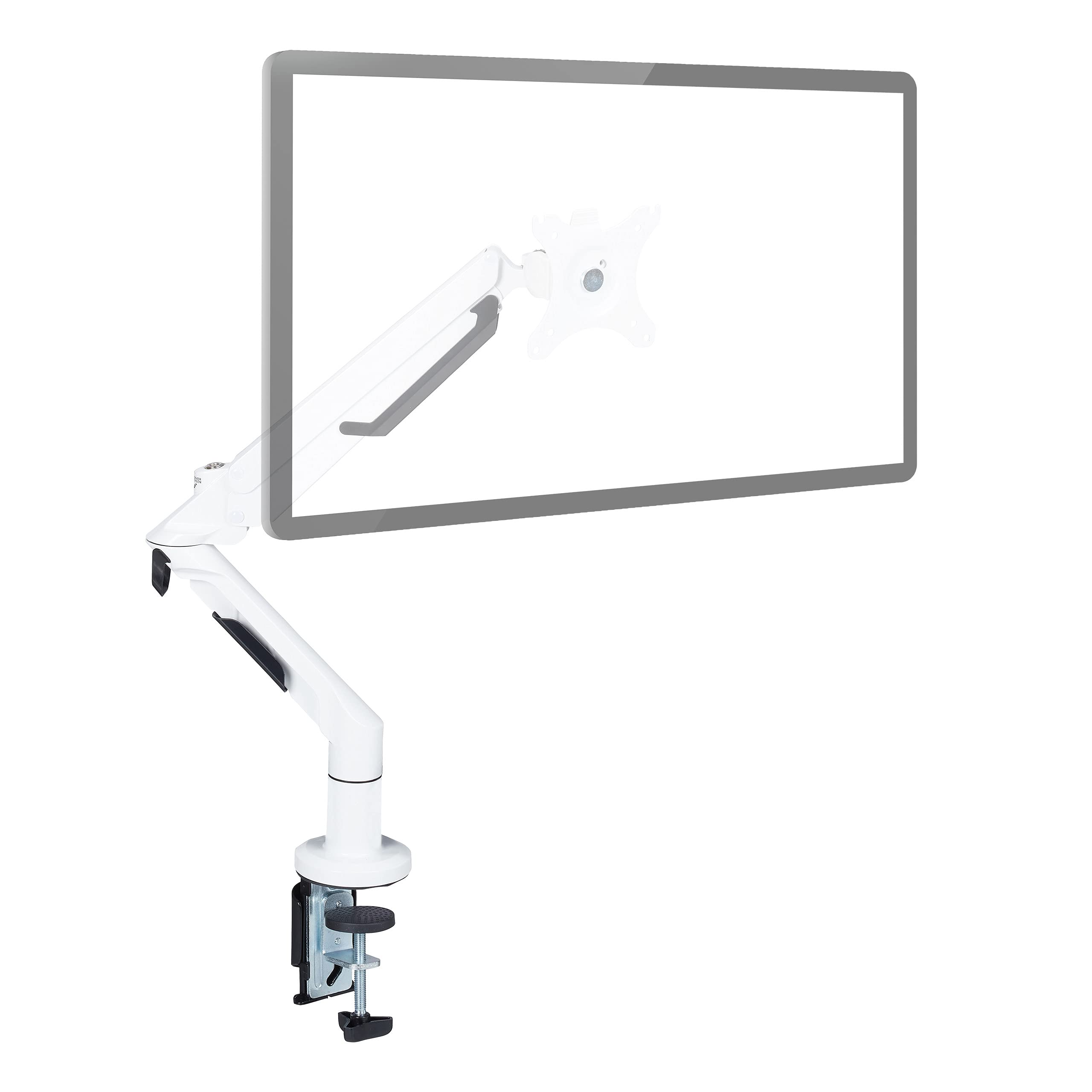 Relaxdays Supporto Monitor Singolo, 1 Braccio per Schermi da 17-36 Pollici, VESA 75/100, Flessibile, Inclinabile, Bianco, Acciaio, 1 pz