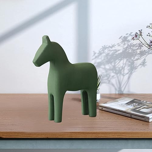 Miniatura 4 de Estatuilla de caballo de madera Estatua de caballo Adornos de animales para la decoración de mesa de oficina en casa - Verde