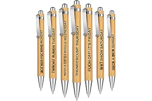 7-Piece Funny Bamboo Pen Set for Sarcastic Souls