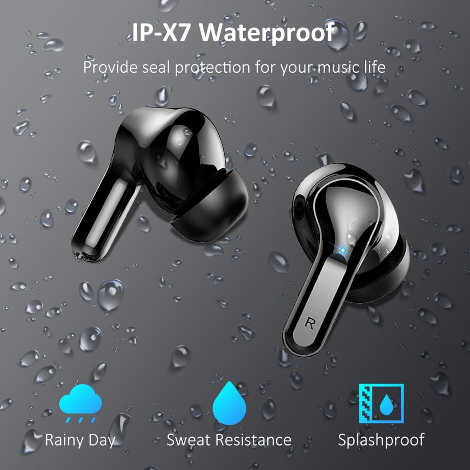 Ordtop Auriculares Inalámbricos Bluetooth, Auriculare Bluetooth 5.4 HiFi Estéreo con 4 ENC Mics, Cascos Inalambricos Bluetooth con Reducción de Ruido, 40H Earbuds IP7 Impermeable, USB-C, Pantalla LED