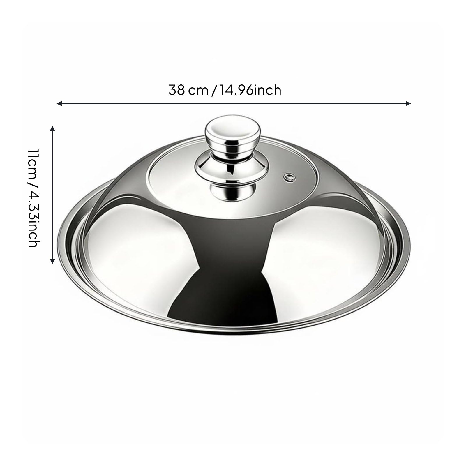 Coperchio in Acciaio Inox Coperchio Universale Antiaderente Coperchio Pentola Manico Resistente Design a Cupola con Finestra Trasparente Adatto per Casa Preparazione Pasti Catering, 38CM