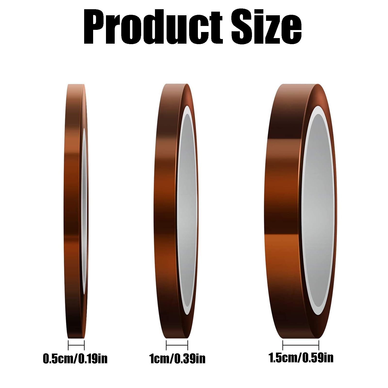 Cinta de Alta Temperatura,3 Rollo Cinta Resistente al Calor de Poliimida para Soldar,Recubrimiento en Polvo,Sublimación,Placa de Circuito Aislantes 5mm/10mm/15mm