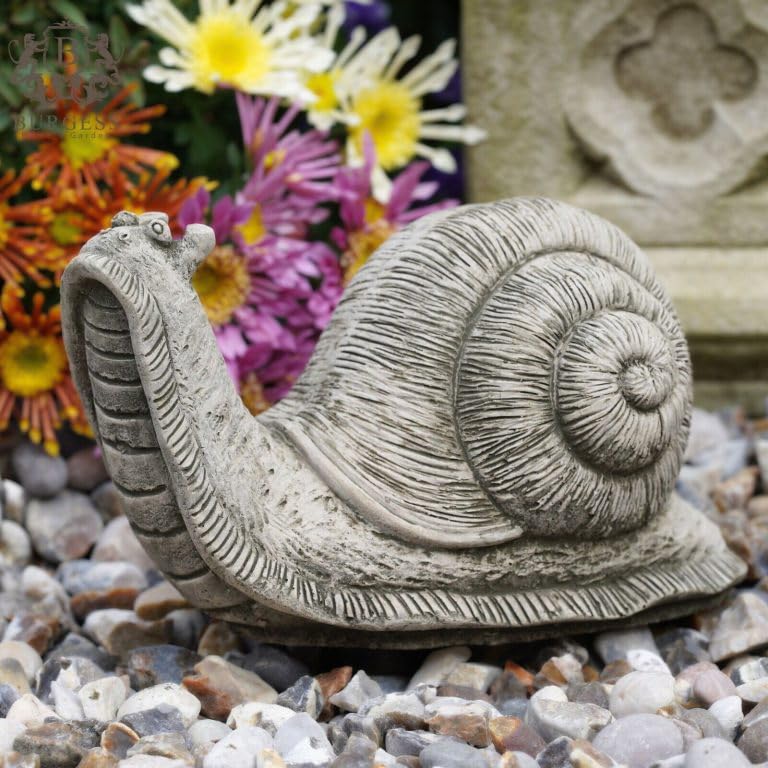 Garden Snail Stone Statue | British Animal Garden Ornament Outdoor Decoration