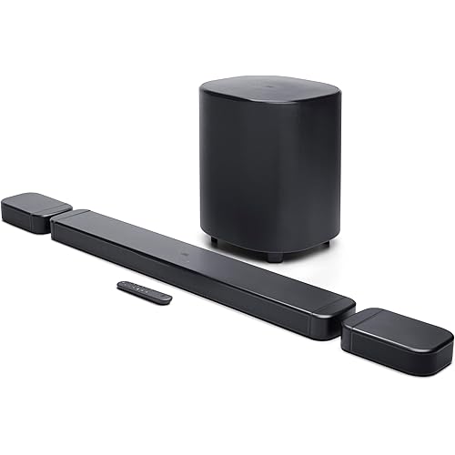 JBL Bar 700MK2-7.1 Channel soundbar System with Detachable Speakers and Dolby Atmos®, 780W max Output Power and a 10" Wireless subwoofer, Works with Voice Assistant-Enabled Speakers (Black)