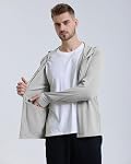 Locachy UPF 50+ Protection contre le soleil Outdoor Léger Zip Veste à capuche Longue Manches Pêche Hiking Performance Shirt pour homme