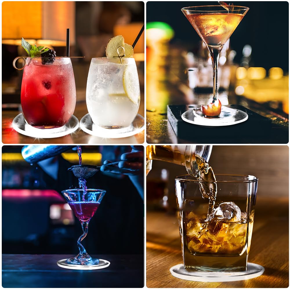 Sottobicchieri A LED Colorati - Set Da 8 Con 7 Modalità Di Colore | Impermeabili Per Feste E Bar - Foto 4