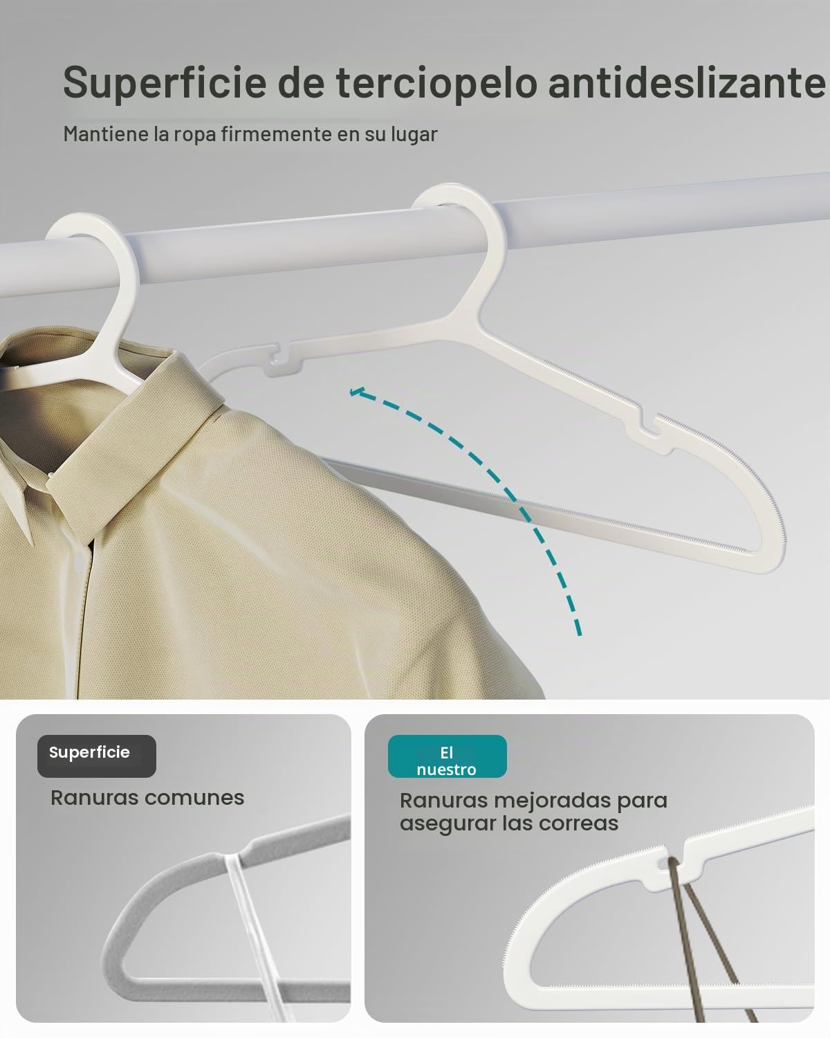 ABHENG 80 Perchas de Plástico, Ahorro de Espacio, Resistentes, Antideslizantes, para Camisas, Camisetas, Trajes, Blusas, Pantalones, Chaqueta y más, 41.7 x 0.4 x 24 cm, Blanco, APY0580W