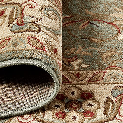 Superior Indoor Area Rug, Jute Backed Rugs For Bedroom, Living/Dining Room, Office, Entryway, Hallway, Kitchen, Traditional Floral Scroll Floor Decor, Heritage Collection, Green, 5' X 8' #TOP2