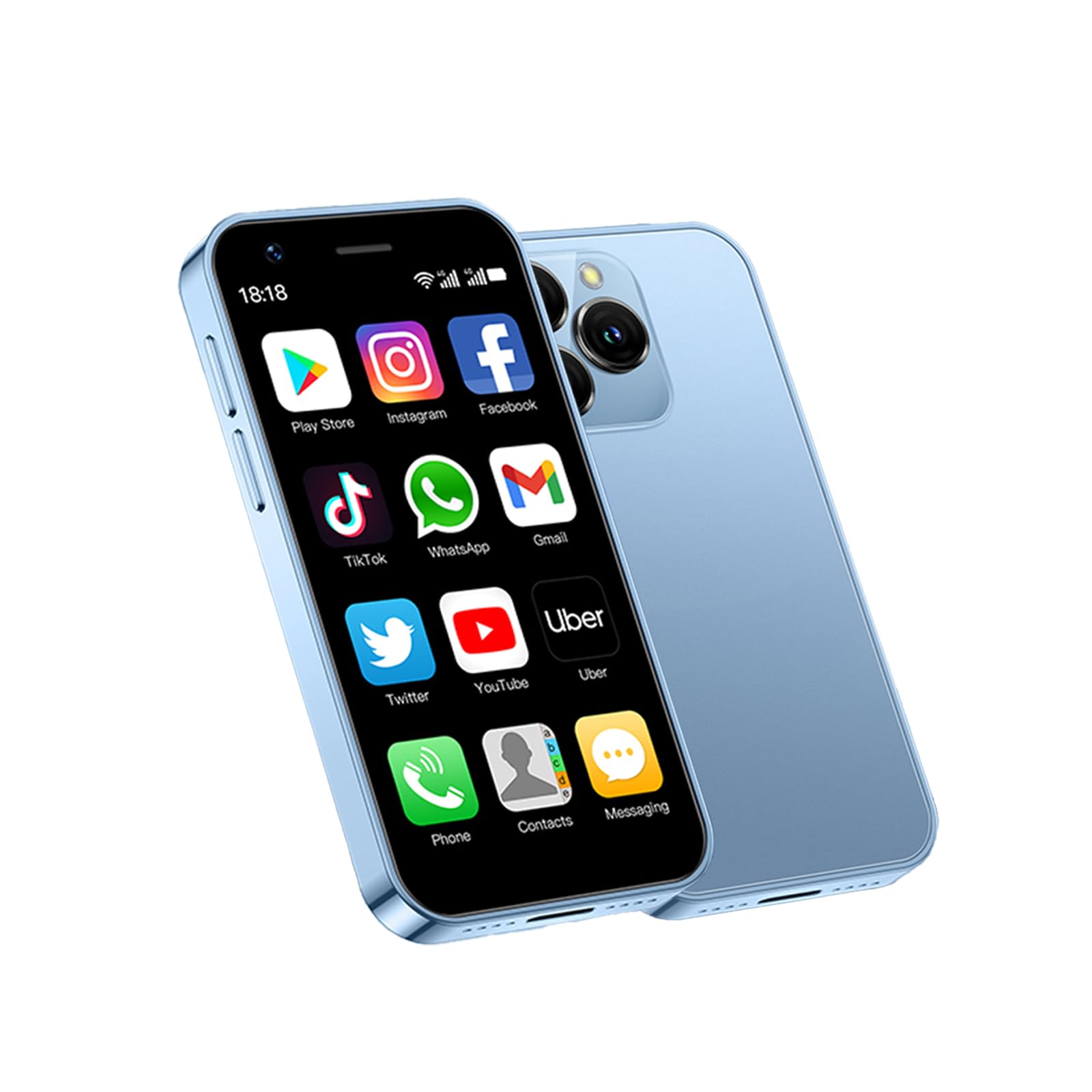 Longben Mini cellulare 4G con schermo da 3,0 pollici, Dual SIM, batteria 2000mAh, sistema Android 10.0, dispositivo compatto portatile come telefono di riserva (Blu, 3GB+64GB)