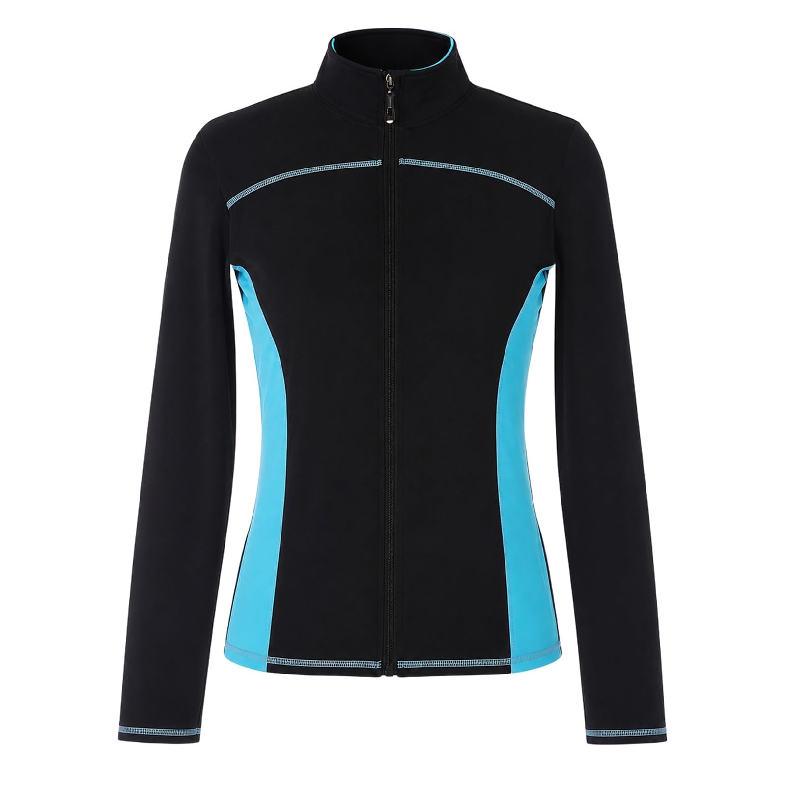 Damen Teens Eiskunstlauf Jacke Reißverschluss Training | Stehkragen mit Reißverschluss, formende Einsätze und Strassdetail am Rücken for Eislauf Tanz und Warm up.