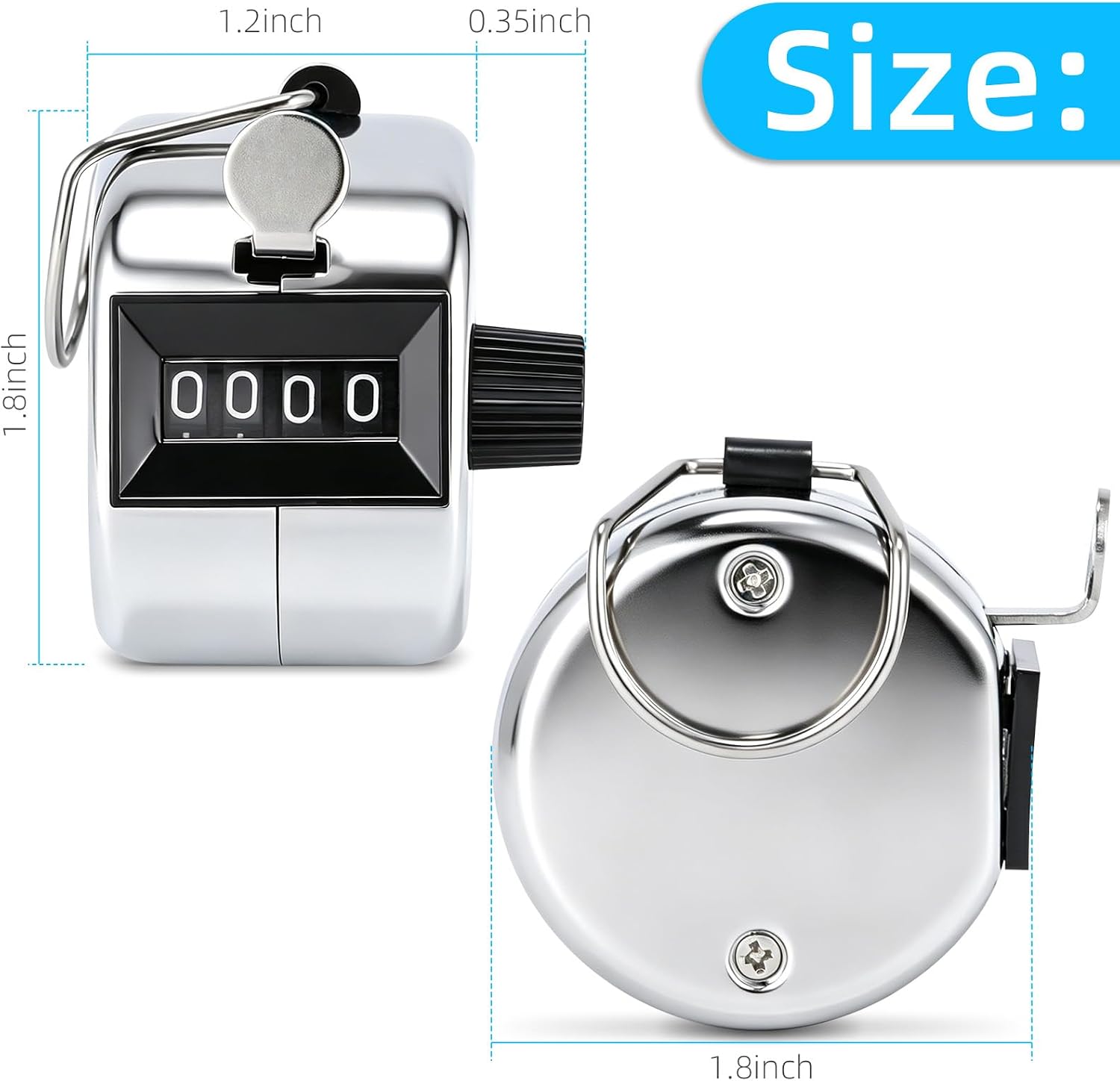 2 PCS Hand Metal Tally Clicker Counter – 4 Digit Number Clicker Counter with Nylon Lanyard,Mechanical Clicker Digital Handheld Tally Counter for Knitting,Lap,Golf,Row,Coaching,Umpire and Events thumbnail