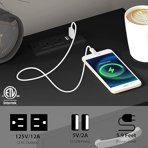 Miniatura 4 de hosote Night Stands for Bedrooms Set of 2 Black Nightstand with Charging Station and USB Ports  Power Outlets Table for Bedroom with Storage Drawers