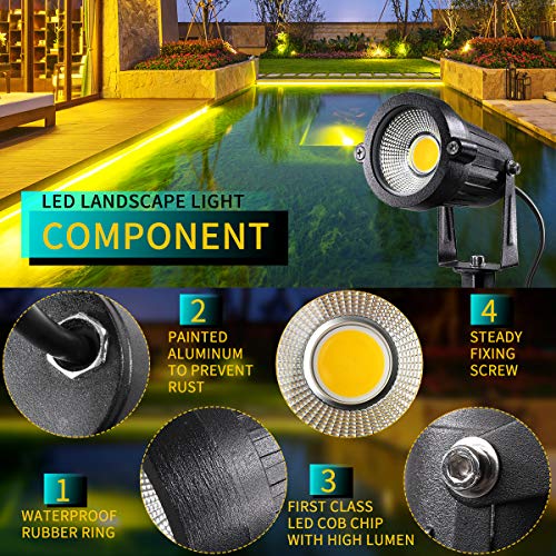 Leacoco Led Landscape Lights,5W 120V Ac Outdoor Pathway Garden Yard Spotlight,Ip65 Waterproof Garden Flood Light,Outdoor Spotlight With Stake,Ul Cord 5-Ft With Plug (Pack Of 1, Warm White) #TOP1