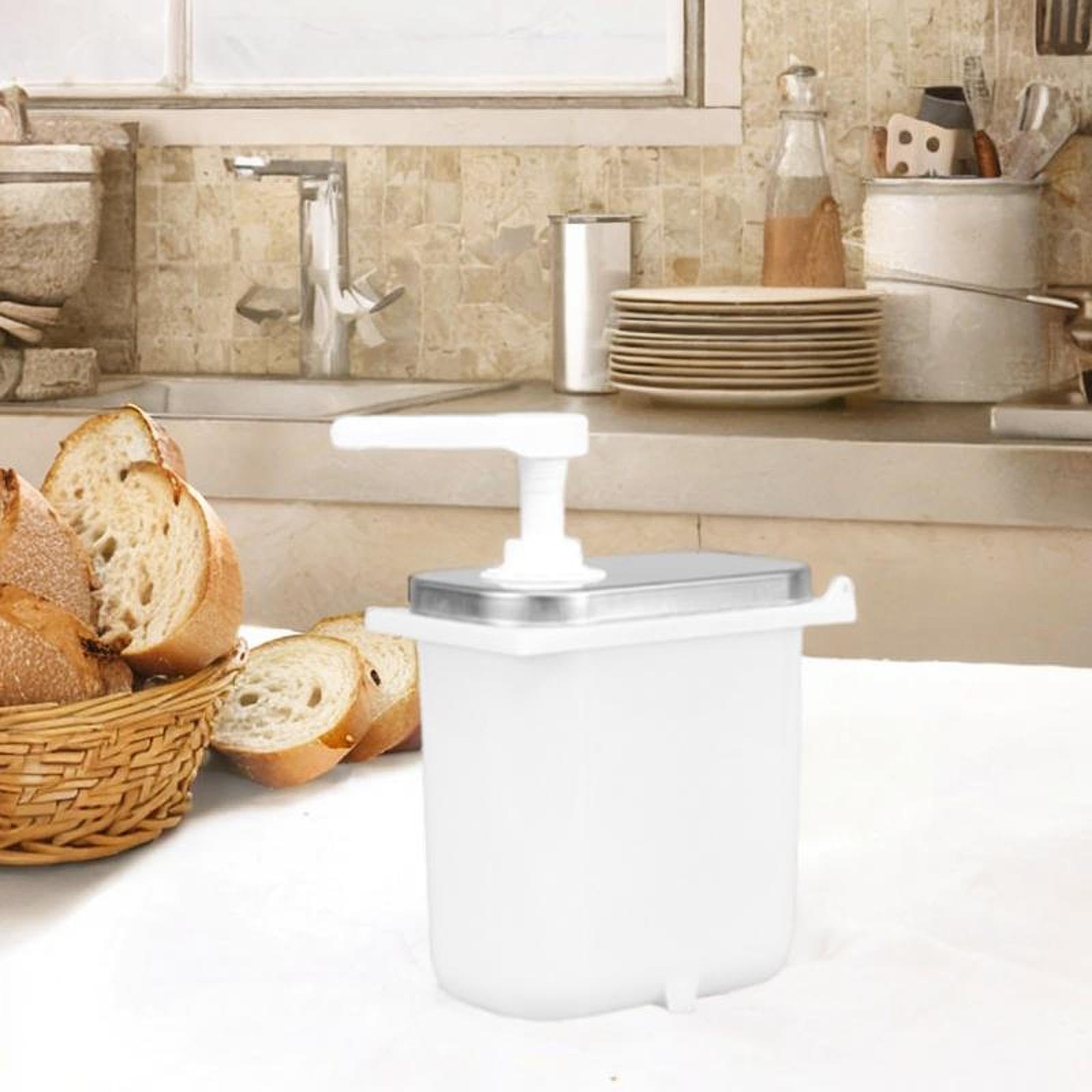 perfk Saucenspender Pumpe Ketchup Sirup Pumpe 2 l Sirup Fructose Druckflasche Sirup Flasche Gewürzpumpe für Hotel Gebrauchsbuffet, 2l Weiß