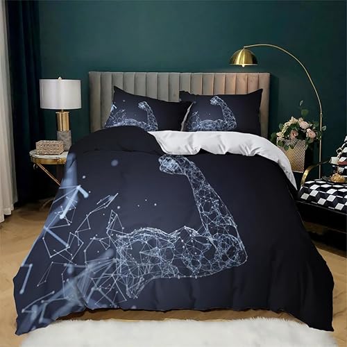Black Geometry California King Duvet Cover Abstract Print Bedding Soft Microfiber Comforter Cover and 2 Pillow Shams 20"X36", Bed Set Duvet Covers