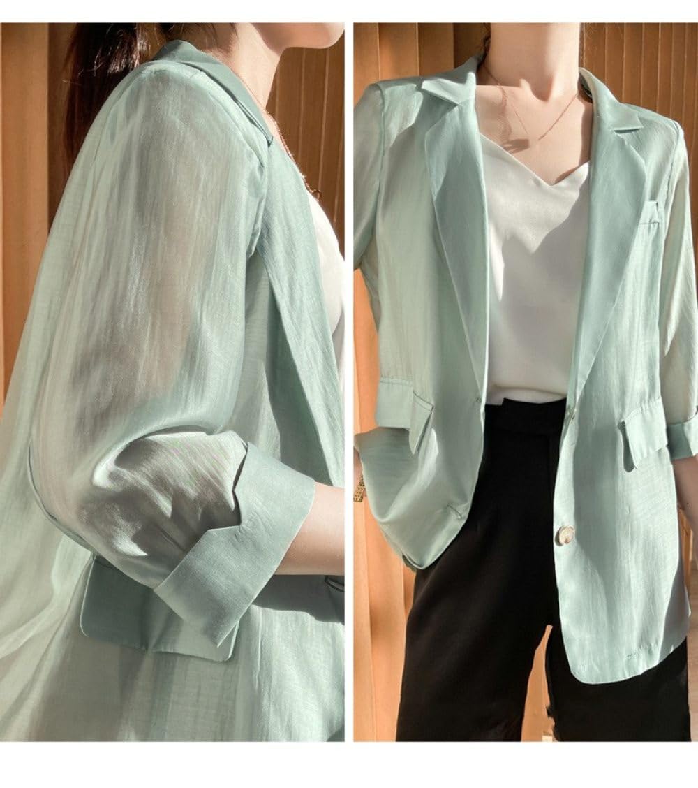 Kleider Damen Festlich,Damen-Blazerjacke, Leicht, Bolero, Achselzucken, Durchsichtig, Mit Hochgekrempelten Ärmeln, Chiffon, Eleganter Cardigan, Vorne Offen, Anzug, Blazerjacke, Eleganter Formeller A