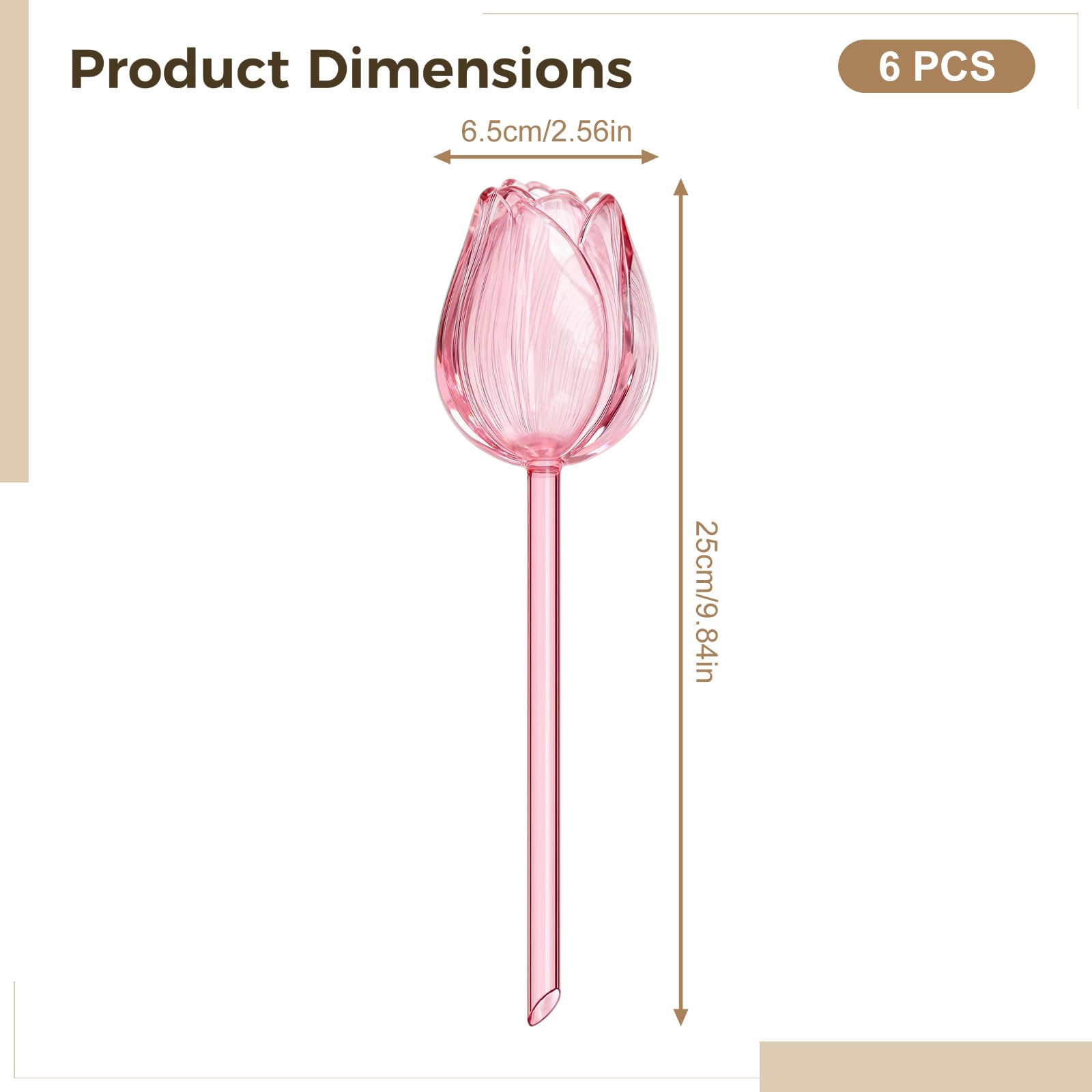 Lot de 6 Globes d'arrosage pour Plantes, bulbes Auto-arrosants en Forme de Fleur de 9,84 Pouces, arroseurs automatiques Rose, Violet et Transparent pour Pots d’intérieur et d’extérieur